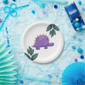 紫色の恐竜キッドパーティーグリーンディノ誕生日 ペーパープレート (パーティー)