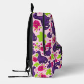 紫色の恐竜パターパーソナライズされたンの子供の名前 プリントバックパック (左)