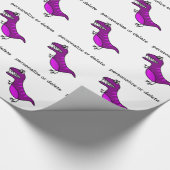 紫色の恐竜パターン包装紙を個人化して下さい ラッピングペーパー (角)