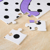 紫色の恐竜、かわいいパーソナライズされた子供 ジグソーパズル (側面)