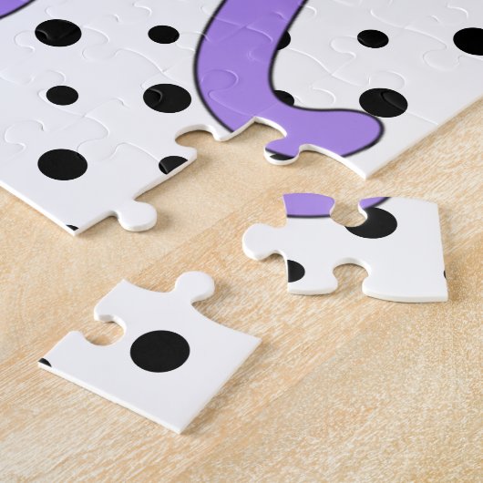 紫色の恐竜、かわいいパーソナライズされた子供 ジグソーパズル (側面)