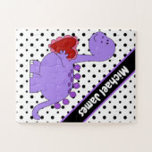 紫色の恐竜、かわいいパーソナライズされた子供 ジグソーパズル (横)