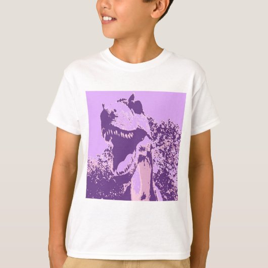 紫色の恐竜Tレックス Tシャツ (正面)