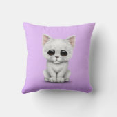 紫色の悲しくかわいく白い子ネコ猫 クッション (裏面)