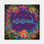 紫色の意図的なおもしろいフローラモダンのインスピレーション マグネット (正面)