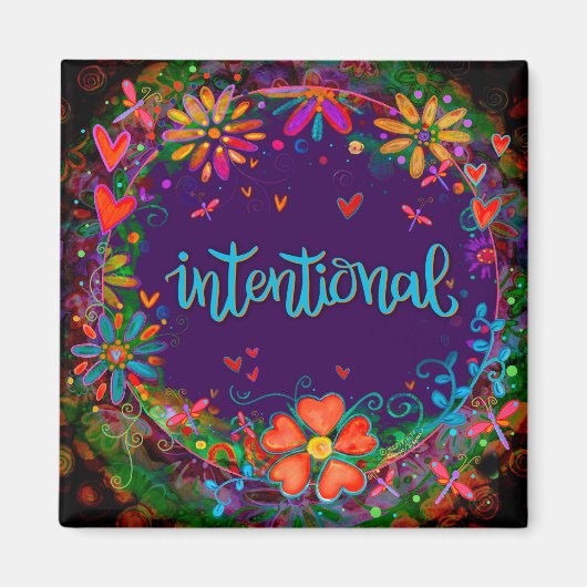 紫色の意図的なおもしろいフローラモダンのインスピレーション マグネット (正面)