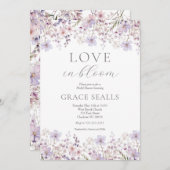 紫色の愛がブライダルシャワー開花に招待 招待状 (正面/裏面)
