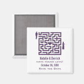 紫色の愛の迷路は日付の磁石を保存 マグネット (正面/裏面)