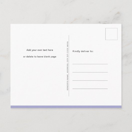 紫色の我々は愛らしい赤ちゃんシャワーを待つことができる インビテーションポストカード (裏面)