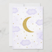 紫色の我々は月の赤ん坊のシャワー上にある 招待状 (裏面)