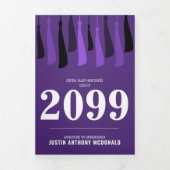 紫色の房の列3 – 写真卒業 三つ折り招待状 (カバー)