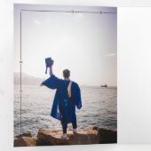 紫色の房の列3 – 写真卒業 三つ折り招待状 (内部最初)