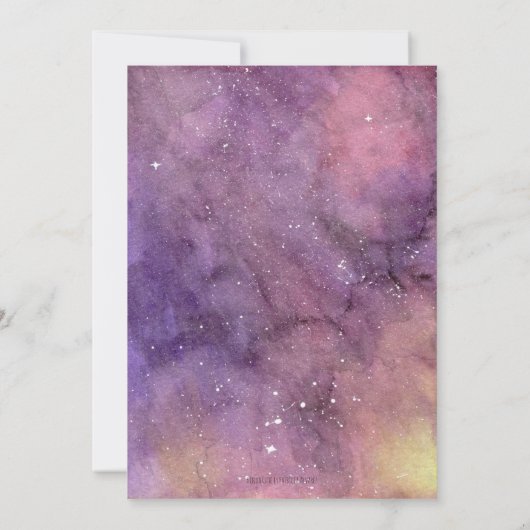 紫色の手の絵を描水の色銀河系赤ちゃんシャワー 招待状 (裏面)