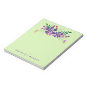 紫色の手描きの花パーソナライズされた、 ノートパッド (回転)