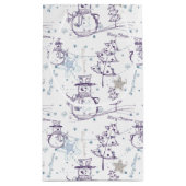 紫色の手描きクリスマス雪だるま スモールペーパーバッグ (裏面)