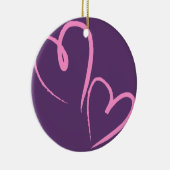 紫色の手描きハート セラミックオーナメント (右)
