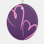 紫色の手描きハート セラミックオーナメント (左)