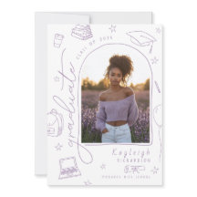 紫色の手描き写真卒業発表