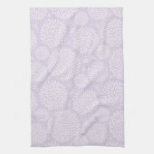 紫色の手描き花柄 キッチンタオル (縦)