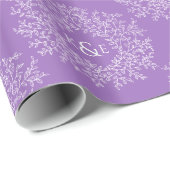 紫色の手描き葉モノグラムのアートサークル ラッピングペーパー (ロールコーナー)
