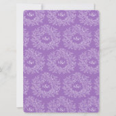 紫色の手描き葉モノグラム結婚アート 招待状 (裏面)