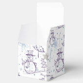 紫色の手描き雪だるまクリスマス フェイバーボックス (オープン)