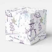 紫色の手描き雪だるまクリスマス フェイバーボックス (裏面サイド)