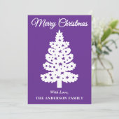 紫色の手書きスクリプトクリスマスツリー シーズンカード (スタンド正面)