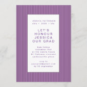 紫色の手書き大学院編集可能な卒業 案内状 (裏面)