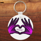 紫色の手X線ハート キーホルダー (正面)