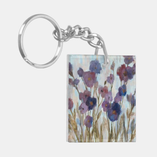 紫色の抽出された花模様 キーホルダー (正面左)