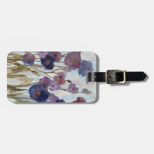 紫色の抽出された花模様 ラゲッジタグ (正面横)