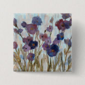 紫色の抽出された花模様 缶バッジ (正面)