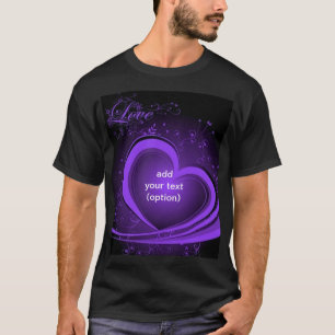 紫色の抽象的なハートの基本的な暗いTシャツ Tシャツ
