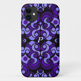紫色の抽象美術のiPadの場合 iPhone 11 ケース