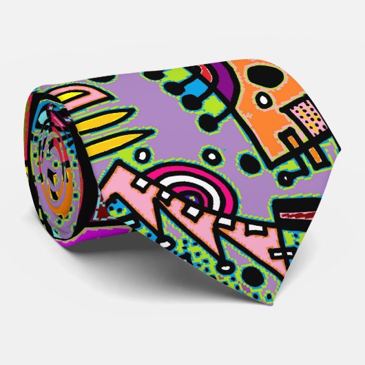 紫色の抽象芸術の落書きのスワッグのタイ ネクタイ (ロール)