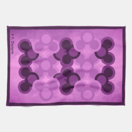 紫色の抽象芸術幾何学円 キッチンタオル