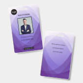 紫色の抽象芸術従業員の写真ID バッジ (正面＆裏面)