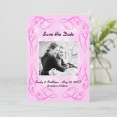 紫色の抽象芸術縁ど旋回日付カードの保存 セーブザデート (スタンド正面)