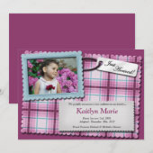 紫色の採用に関する発表を完璧にする 案内状 (正面/裏面)