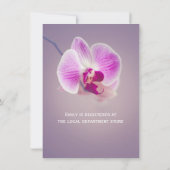 紫色の放射蘭のブライダルシャワーの招待状 招待状 (裏面)