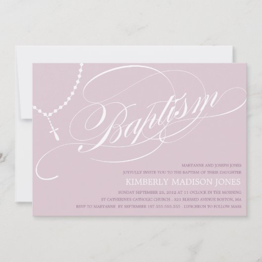 紫色の数珠は%PIPE%の洗礼の招待状に玉を付けます 招待状 (正面)