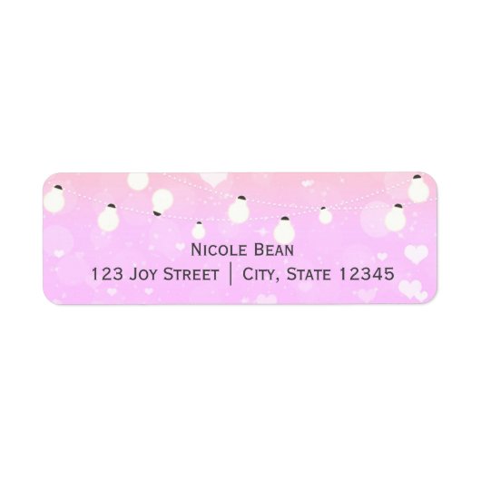 紫色の文字列ライトスパークル住所 シール (正面)