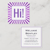 紫色の日が差すことをつかむ注意こんにちは! シェブロン スクエア名刺 (正面/裏面)