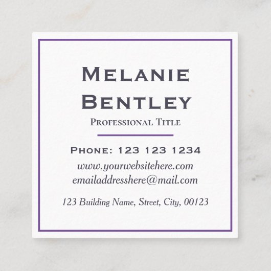 紫色の日が差すことをつかむ注意こんにちは! シェブロン スクエア名刺 (裏面)