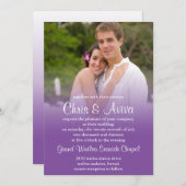 紫色の日没の結婚式招待状 招待状 (正面/裏面)