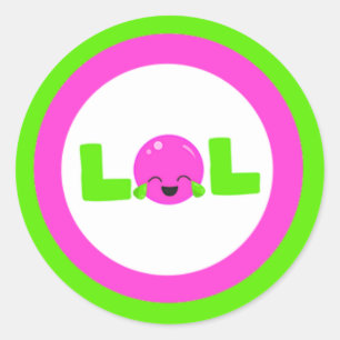 紫色の明るい緑の大きな笑い ラウンドシール