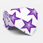 紫色の星のタイの白 ネクタイ (ロール)