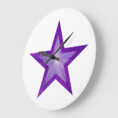 紫色の星の丸い白 ラージ壁時計 (傾斜)