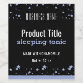 紫色の星の夜ブラックラベル/ 3.5 x 4" ワインラベル (シングルラベル)